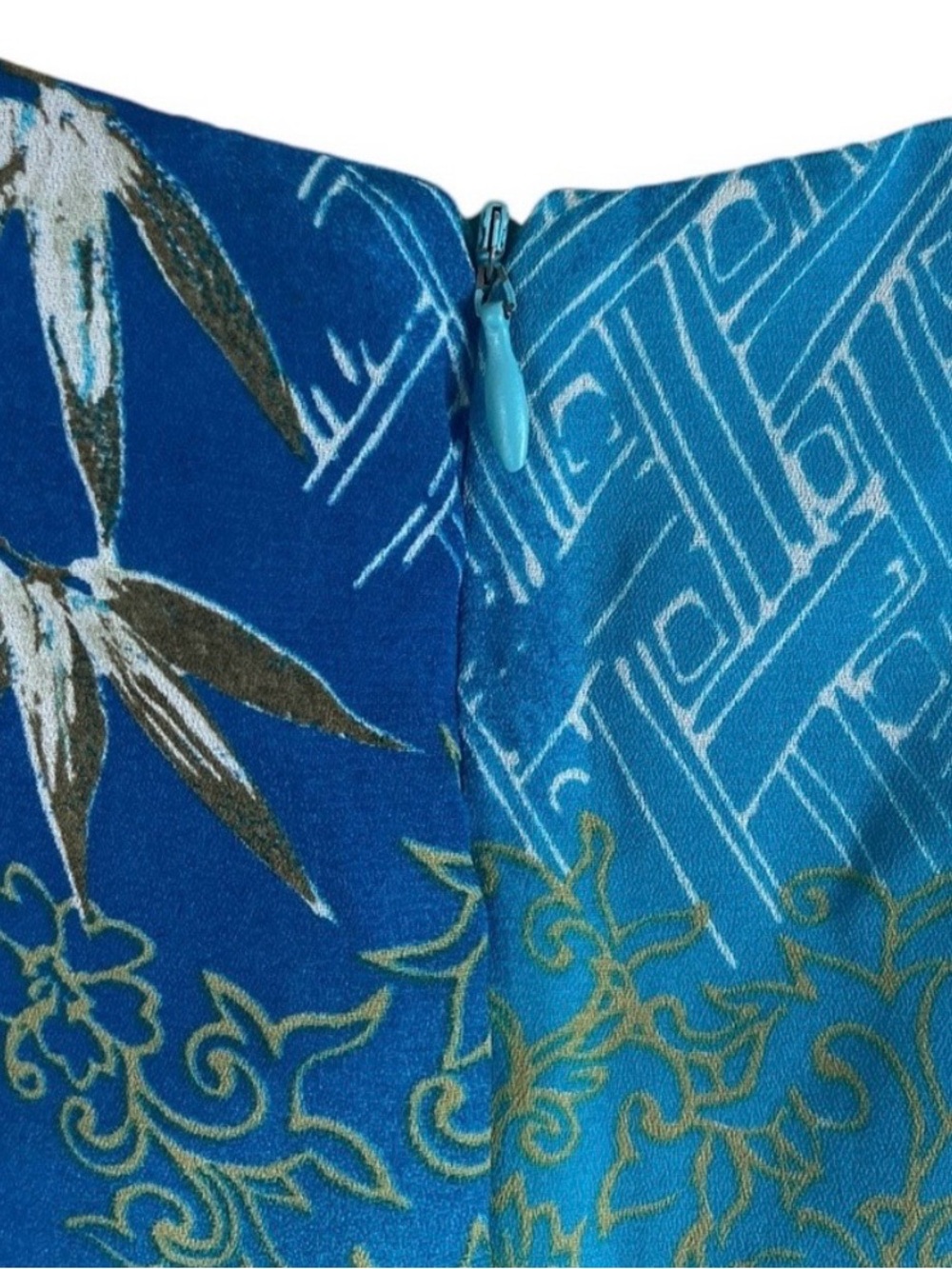 Vintage Kathie Lee Collection Sleeveless Lined Turquoise Blue Floral Dress - Picture 7 of 9